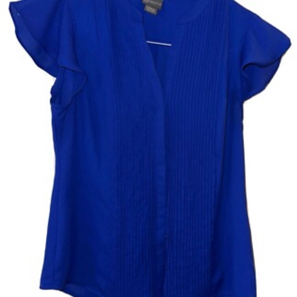 Alfani Cobalt Blue Pintuck Flutter-Sleeve Blouse